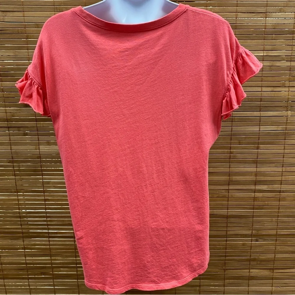T58 Kate Spade New York RUFFLE SLEEVE TEE IN PEACH SHERBET